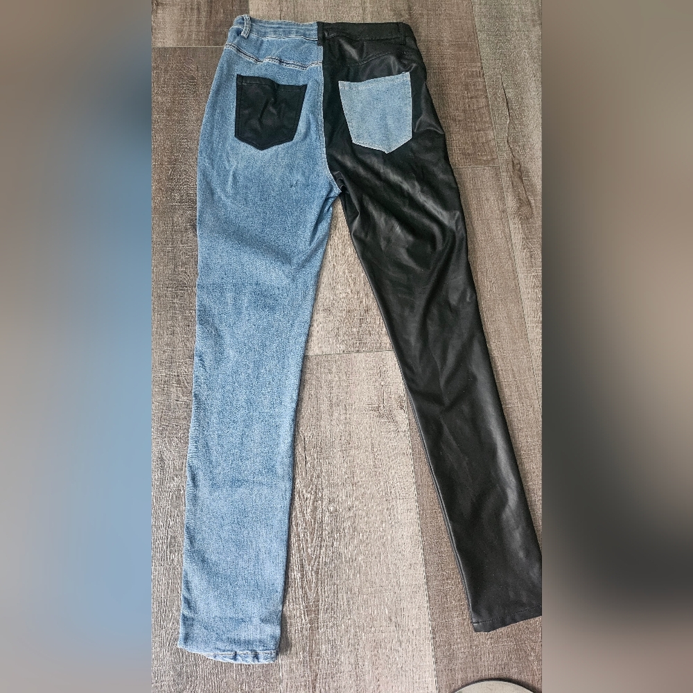 Akira Flex Fit Extreme Stretch Half And Half PU High Waist Skinny Jeans - Picture 7 of 8